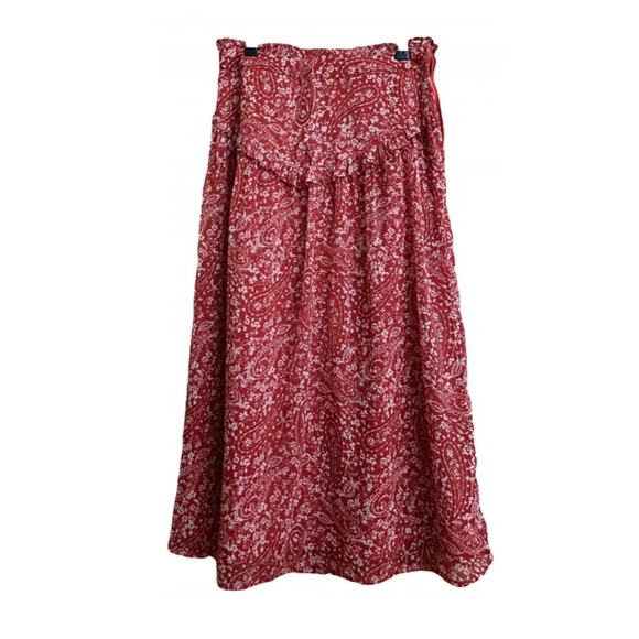 Anthropologie Hoss Intropia Ruffled Paisley Floral Print Midi Skirt Red 4